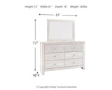 Paxberry - Dresser, Mirror - Medallion Drawer Pulls - Whitewash