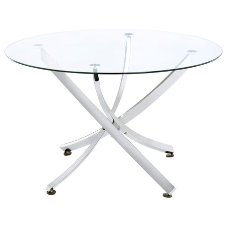 Furniture City Houma - Coaster - Beckham Round 46-inch Glass Top Dining Table Chrome - 106440