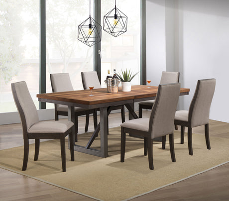 Furniture City Houma - Coaster - Spring Creek 7-piece Rectangular Dining Table Set Taupe - 106581-S7G