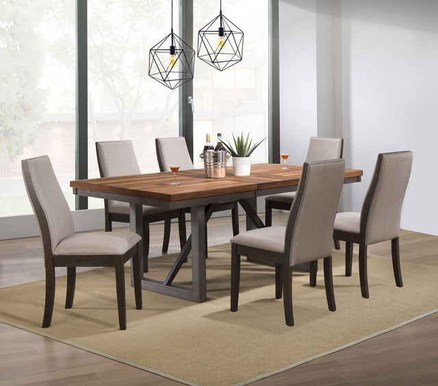 Furniture City Houma - Coaster - Spring Creek 7-piece Rectangular Dining Table Set Taupe - 106581-S7G