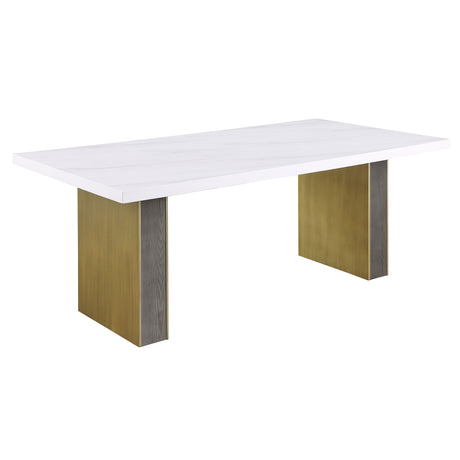 Furniture City Houma - Coaster - Carla 80-inch Cultured Carrara Marble Top Dining Table White - 106651