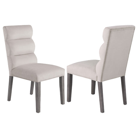 Furniture City Houma - Coaster - Carla Velvet Upholstered Dining Side Chair Stone (Set of 2) - 106683