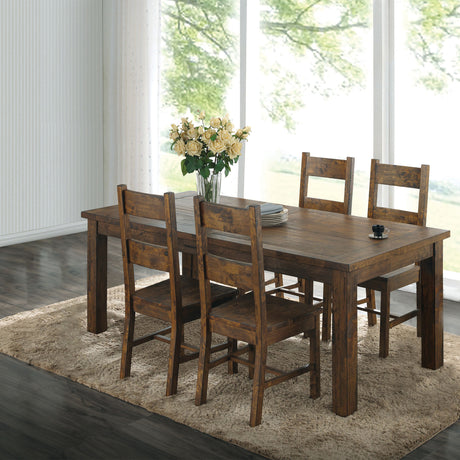 Furniture City Houma - Coaster - Coleman 5-piece Rectangular Dining Set Rustic Golden Brown - 107041-S5