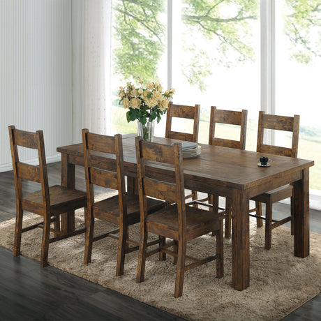 Furniture City Houma - Coaster - Coleman 7-piece Rectangular Dining Set Rustic Golden Brown - 107041-S7