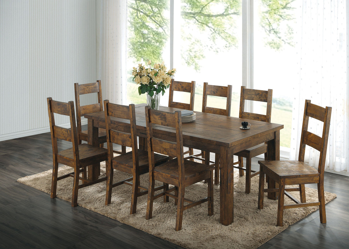 Furniture City Houma - Coaster - Coleman 9-piece Rectangular Dining Set Rustic Golden Brown - 107041-S9