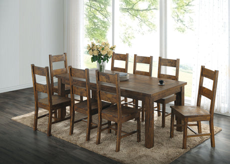 Furniture City Houma - Coaster - Coleman 9-piece Rectangular Dining Set Rustic Golden Brown - 107041-S9