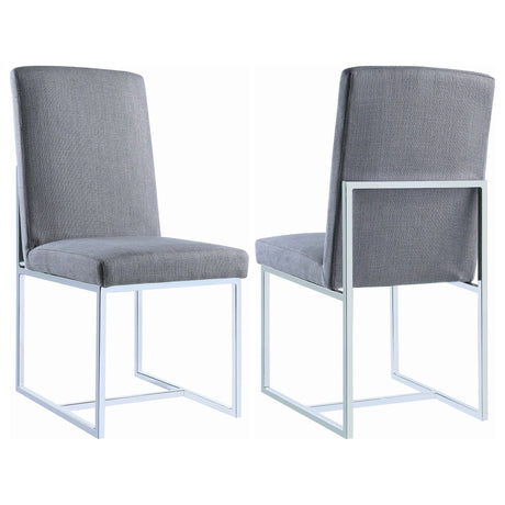 Furniture City Houma - Coaster - Mackinnon Upholstered Dining Side Chair Grey (Set of 2) - 107143