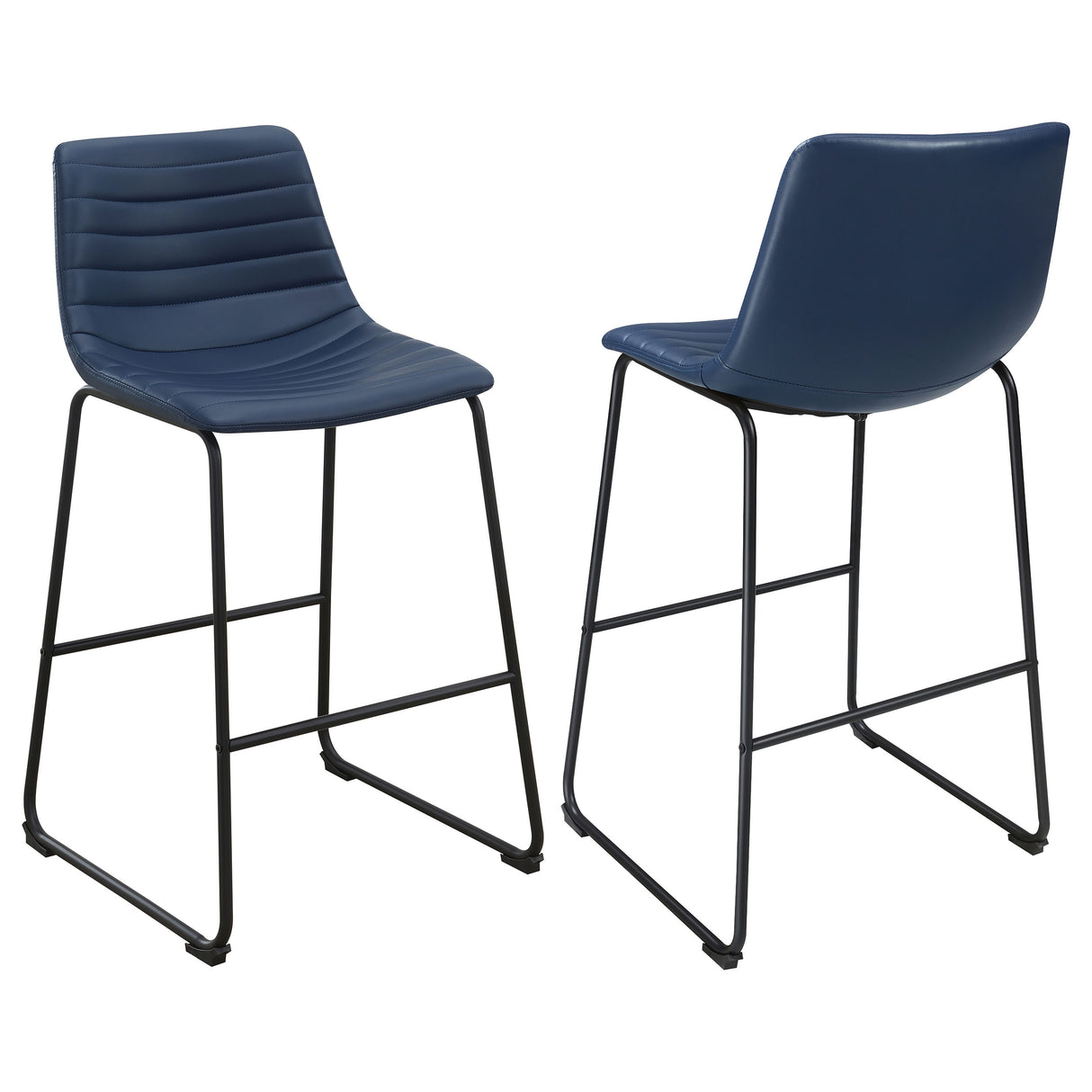 Furniture City Houma - Coaster - Zuni Faux Leather Upholstered Counter Chair Blue (Set of 2) - 107208