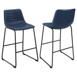 Furniture City Houma - Coaster - Zuni Faux Leather Upholstered Counter Chair Blue (Set of 2) - 107208