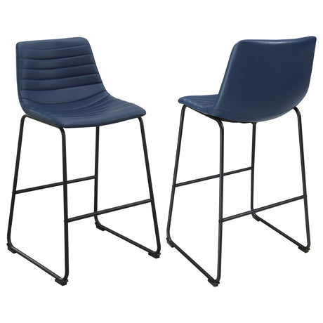 Furniture City Houma - Coaster - Zuni Faux Leather Upholstered Counter Chair Blue (Set of 2) - 107208
