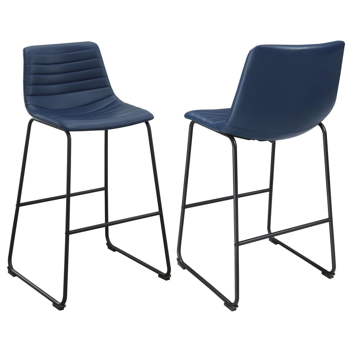 Furniture City Houma - Coaster - Zuni Faux Leather Upholstered Bar Chair Blue (Set of 2) - 107209