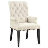 Furniture City Houma - Coaster - Alana Fabric Upholstered Dining Arm Chair Beige - 107283