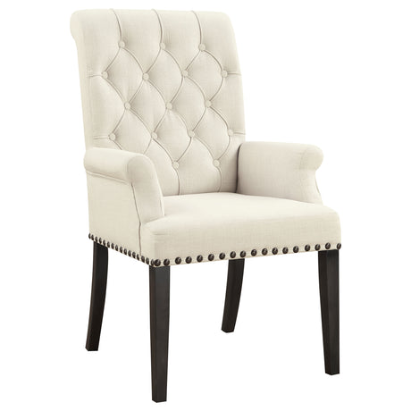 Furniture City Houma - Coaster - Alana Fabric Upholstered Dining Arm Chair Beige - 107283