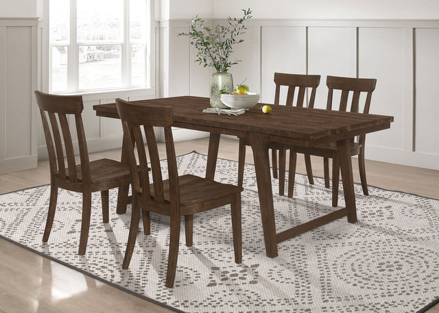 Furniture City Houma - Coaster - Reynolds 5-piece Rectangular Dining Table Set Brown Oak - 107591-S5