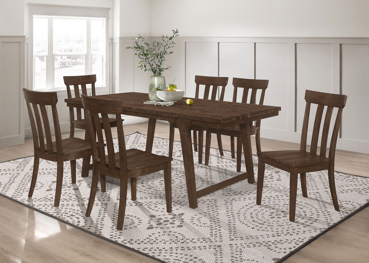 Furniture City Houma - Coaster - Reynolds 7-piece Rectangular Dining Table Set Brown Oak - 107591-S7