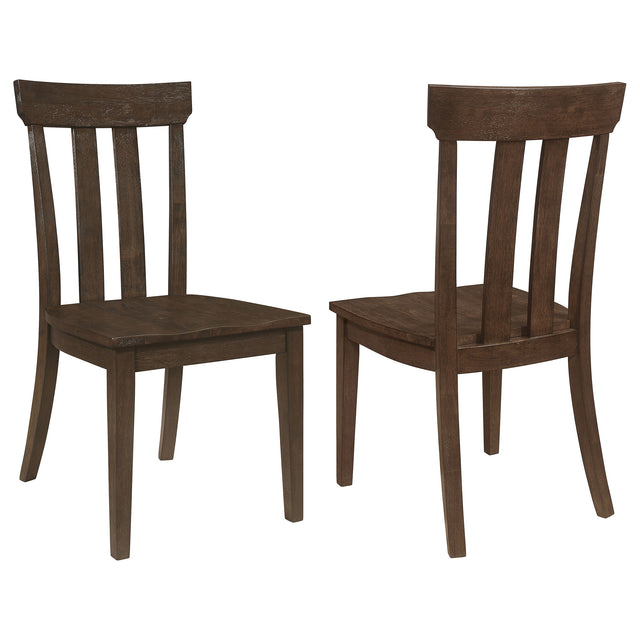 Furniture City Houma - Coaster - Reynolds Slat Back Dining Side Chair Brown Oak (Set of 2) - 107592