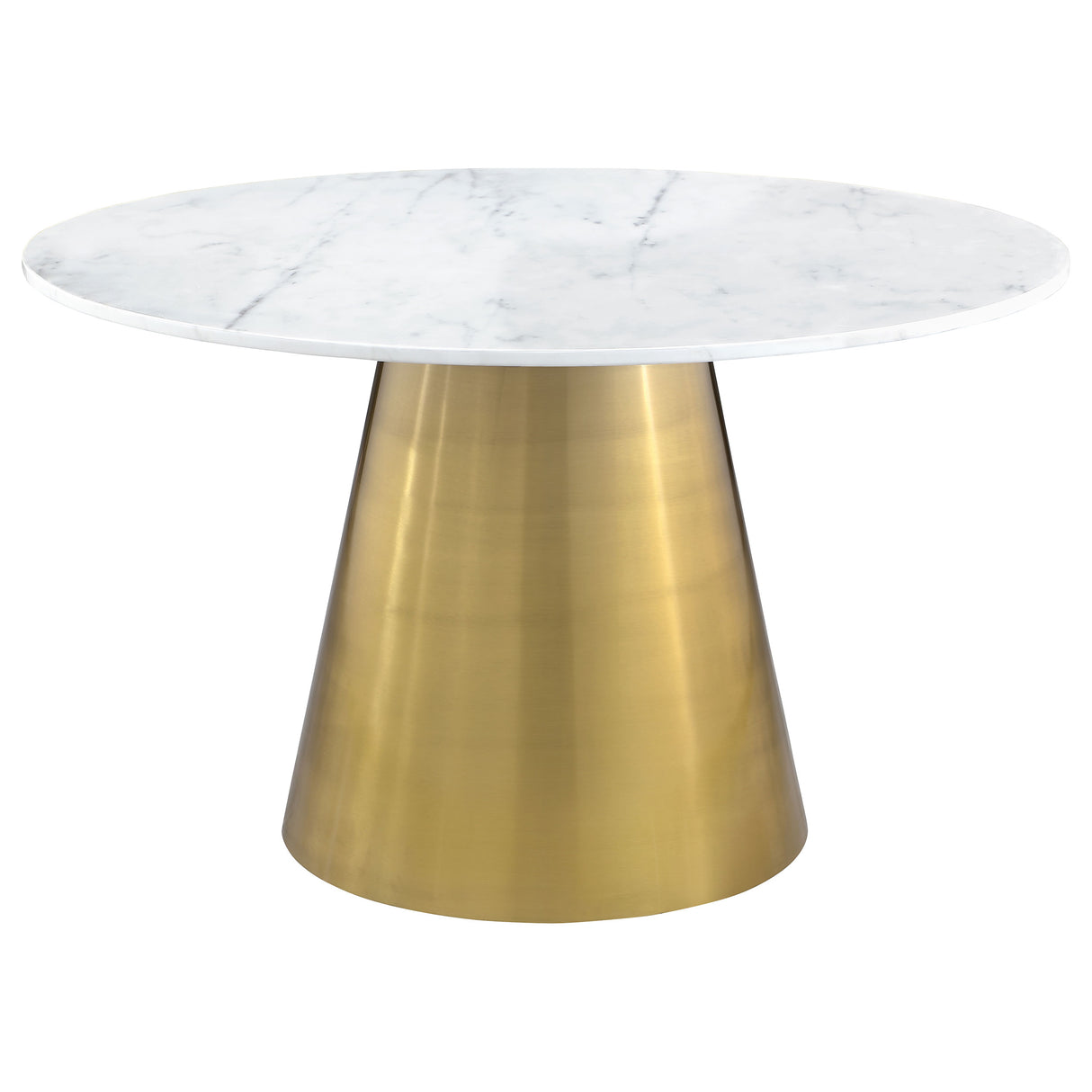 Furniture City Houma - Coaster - Ambrose Round 50-inch Marble Top Dining Table Brushed Gold  - 107600
