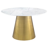 Furniture City Houma - Coaster - Ambrose Round 50-inch Marble Top Dining Table Brushed Gold  - 107600