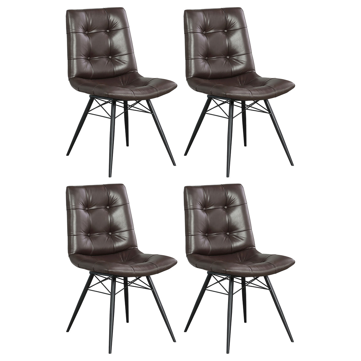 Furniture City Houma - Coaster - Aiken Upholstered Dining Side Chair Brown (Set of 4) - 107853