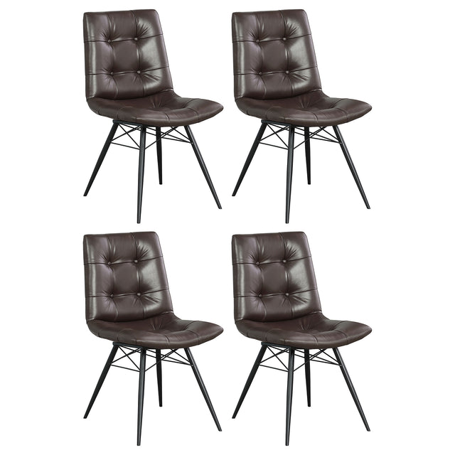 Furniture City Houma - Coaster - Aiken Upholstered Dining Side Chair Brown (Set of 4) - 107853
