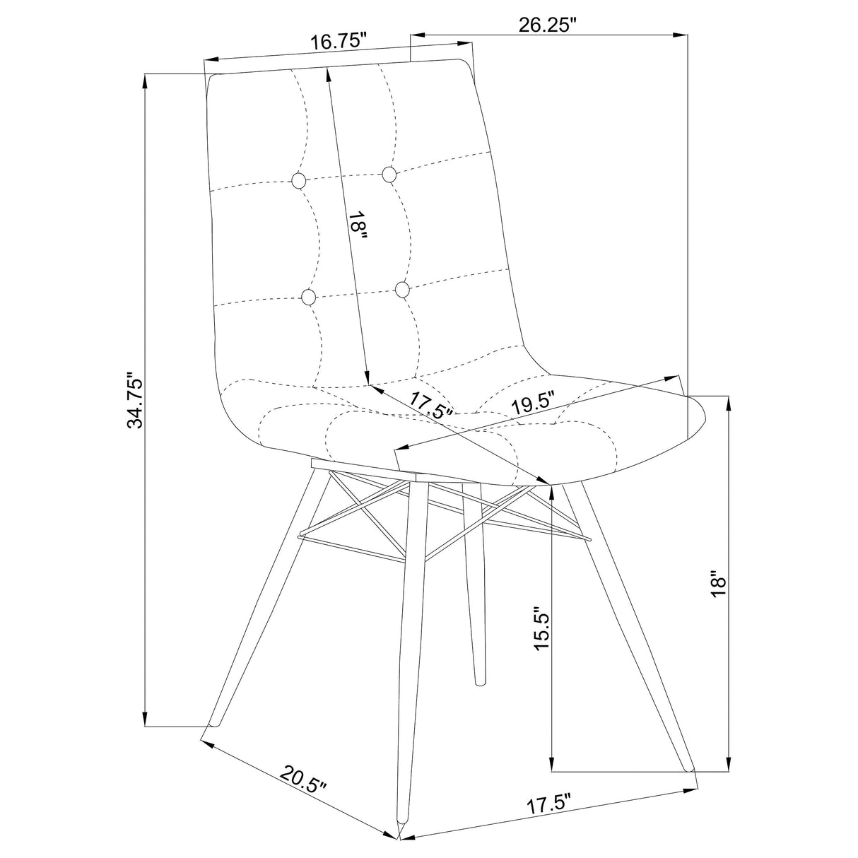 Aiken Upholstered Dining Side Chair Brown (Set of 4)