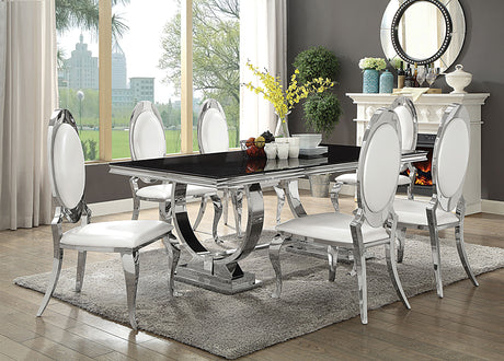 Furniture City Houma - Coaster - Antoine 5-piece Rectangular Glass Top Dining Set Chrome - 107871-S5