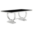 Furniture City Houma - Coaster - Antoine Rectangular 95-inch Glass Top Dining Table Black - 107871