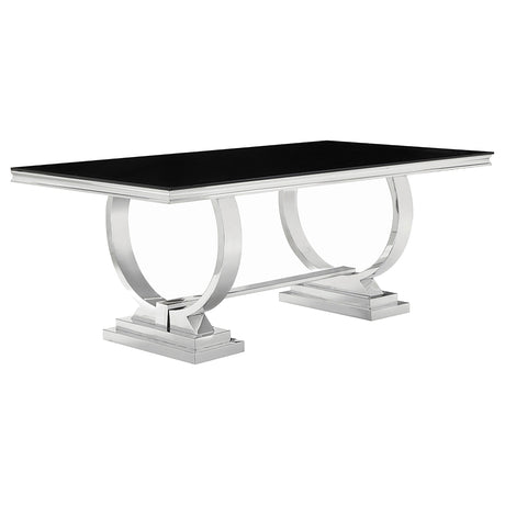 Furniture City Houma - Coaster - Antoine Rectangular 95-inch Glass Top Dining Table Black - 107871