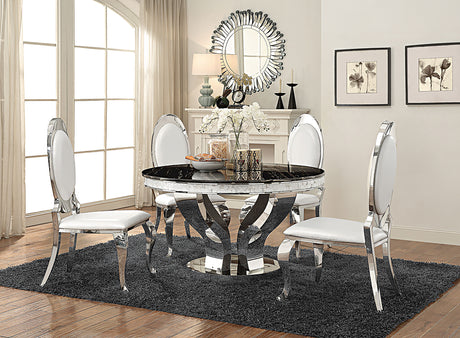 Furniture City Houma - Coaster - Anchorage 5-piece Round Stainless Steel Dining Set Chrome - 107891-S5