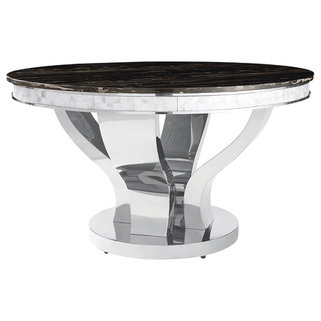 Furniture City Houma - Coaster - Anchorage Round 51-inch Glass Top Dining Table Chrome - 107891