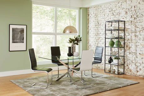 Furniture City Houma - Coaster - Carmelo 5-piece Rectangular Glass Top Dining Set Chrome - 107931-S5