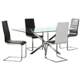 Carmelo 5-piece Rectangular Glass Top Dining Set Chrome