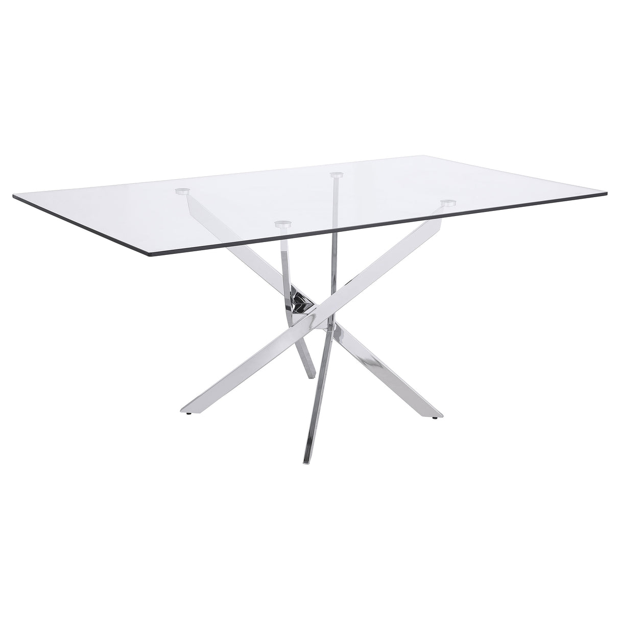 Furniture City Houma - Coaster - Carmelo Rectangular 66-inch Glass Top Dining Table Chrome - 107931