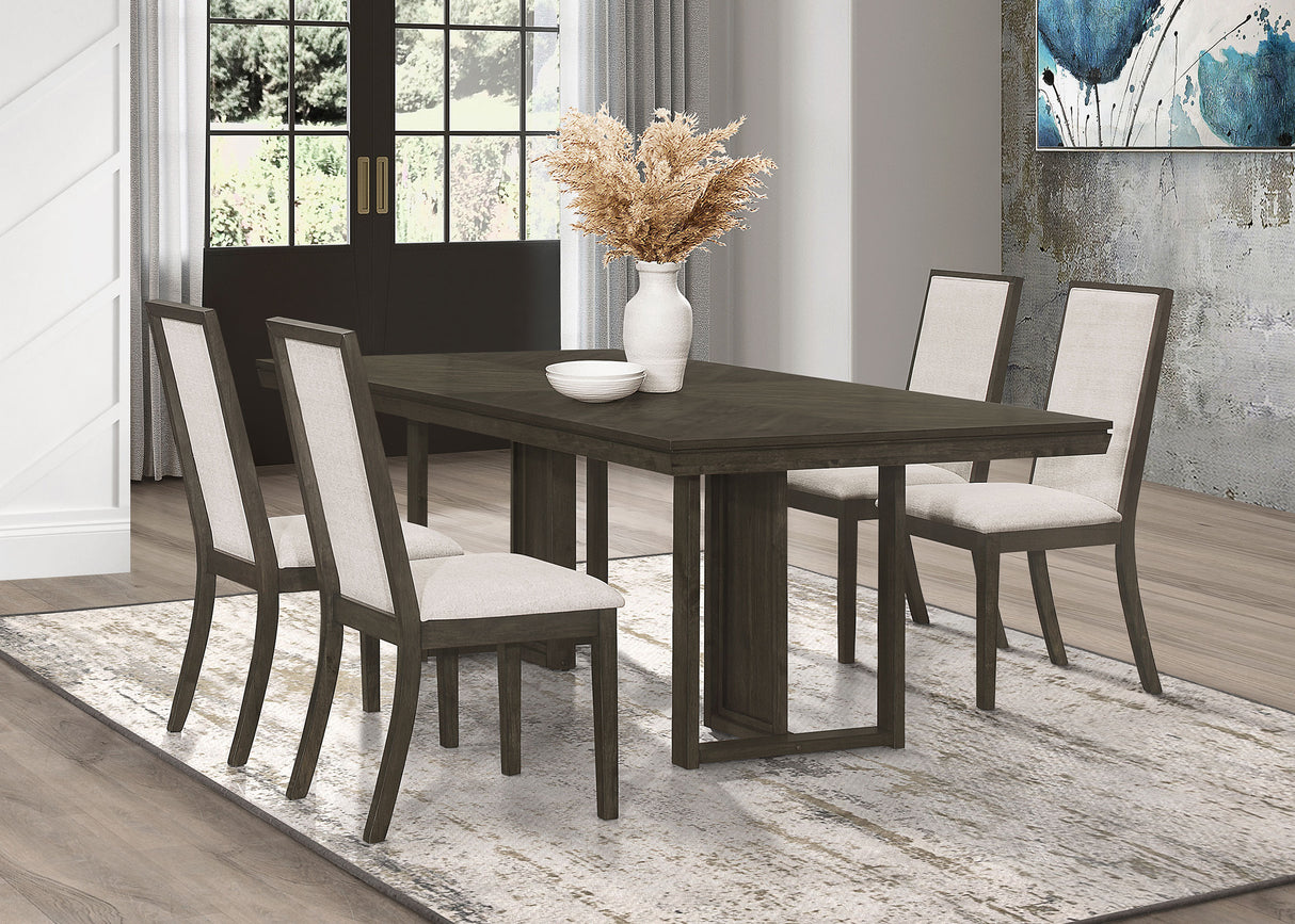 Furniture City Houma - Coaster - Kelly 5-piece Rectangular Dining Table Set Dark Grey - 107961-S5