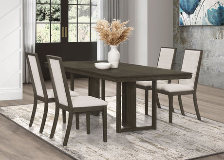 Furniture City Houma - Coaster - Kelly 5-piece Rectangular Dining Table Set Dark Grey - 107961-S5