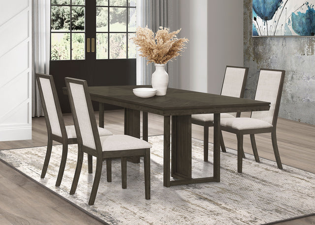 Furniture City Houma - Coaster - Kelly 5-piece Rectangular Dining Table Set Dark Grey - 107961-S5