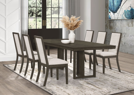 Furniture City Houma - Coaster - Kelly 7-piece Rectangular Dining Table Set Dark Grey - 107961-S7