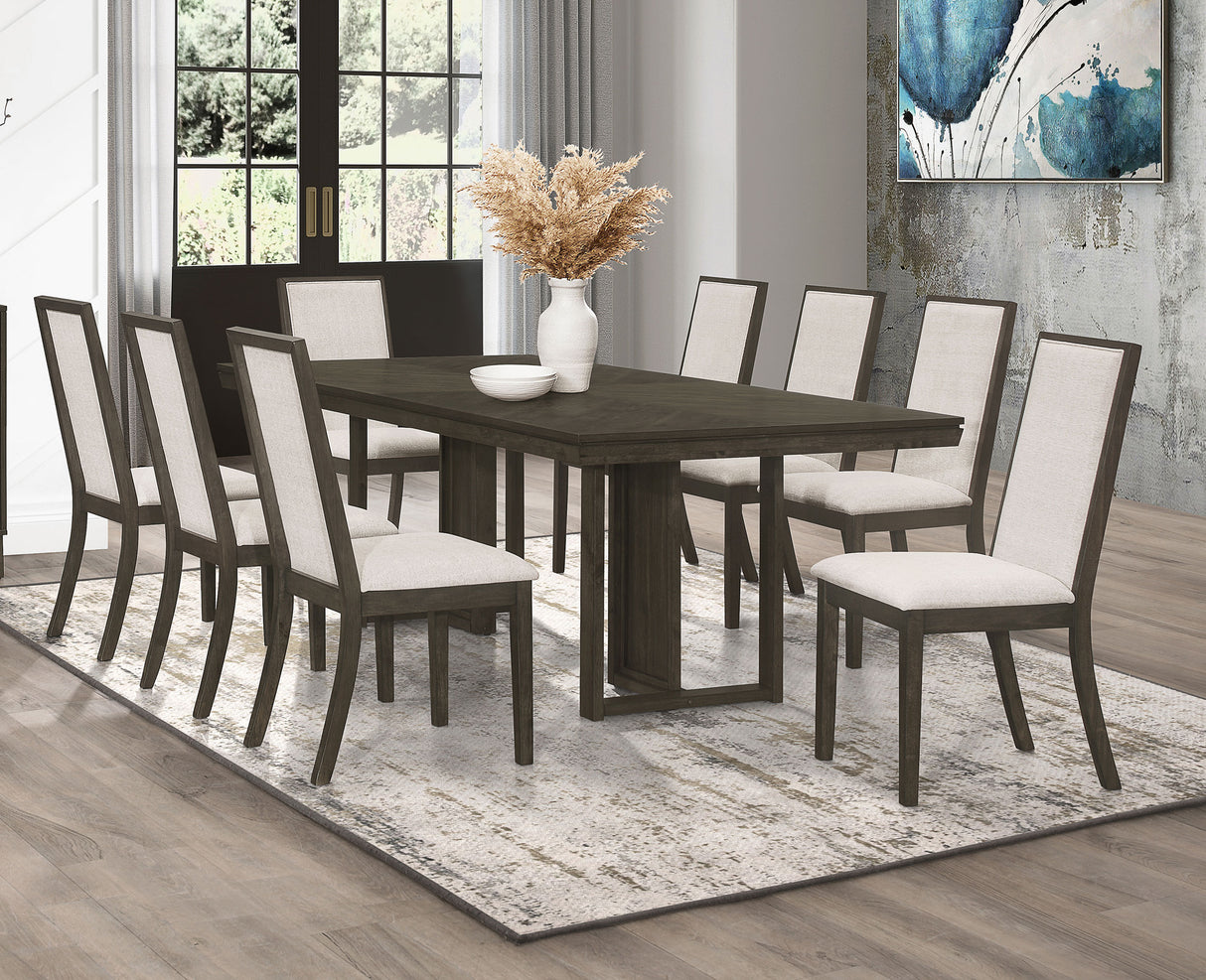 Furniture City Houma - Coaster - Kelly 9-piece Rectangular Dining Table Set Dark Grey - 107961-S9