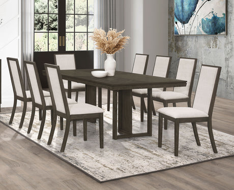 Furniture City Houma - Coaster - Kelly 9-piece Rectangular Dining Table Set Dark Grey - 107961-S9