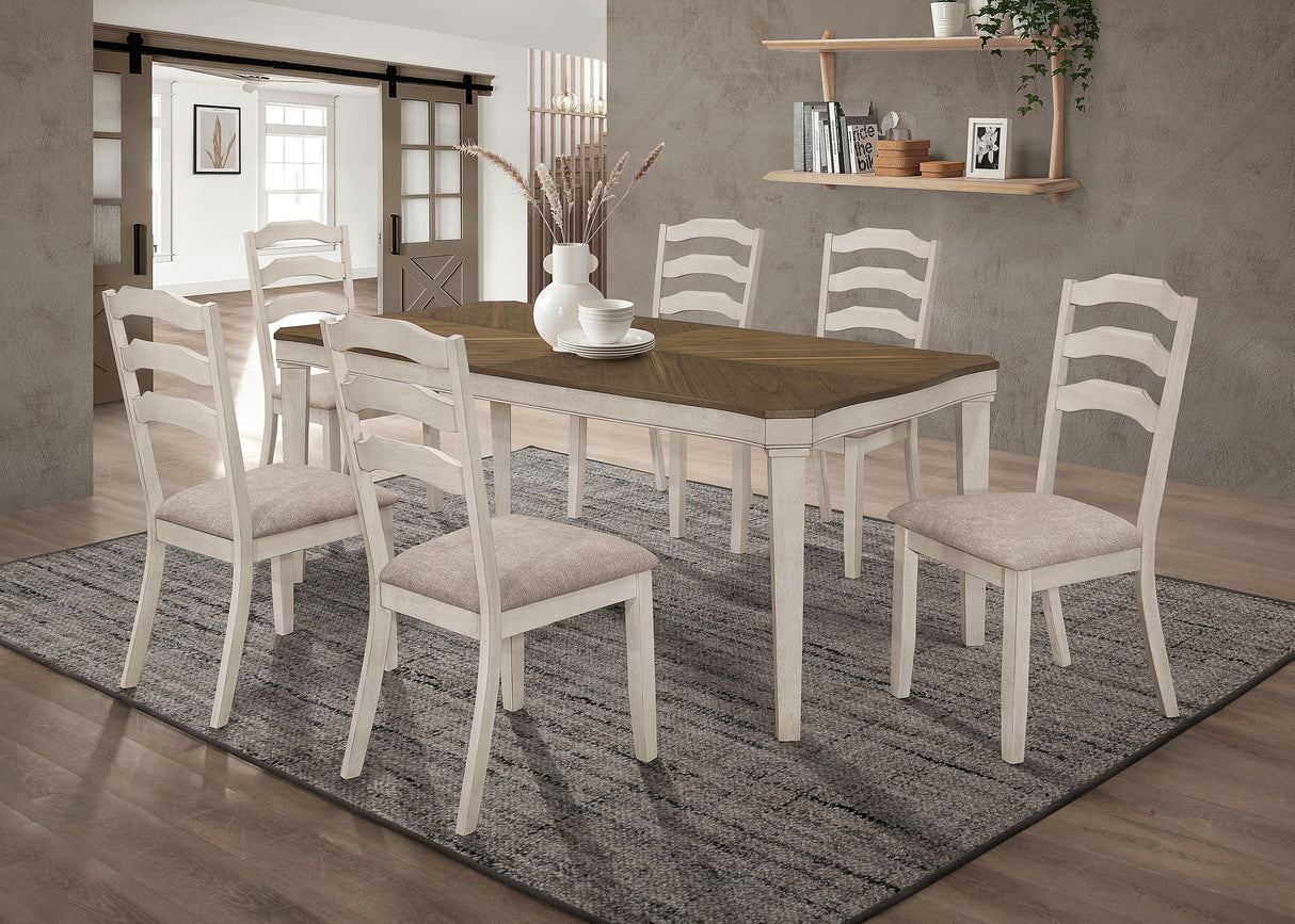 Furniture City Houma - Coaster - Ronnie 7-piece Rectangular Dining Table Set Rustic Cream - 108051-S7