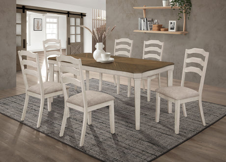 Furniture City Houma - Coaster - Ronnie 7-piece Rectangular Dining Table Set Rustic Cream - 108051-S7