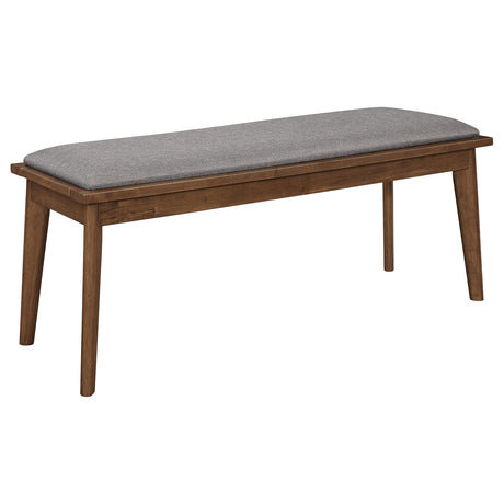 Furniture City Houma - Coaster - Alfredo Upholstered Dining Bench Grey and Natural Walnut - 108083