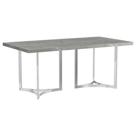 Furniture City Houma - Coaster - Sterling 72-inch Rectangular Dining Table Grey Faux Marble - 108121