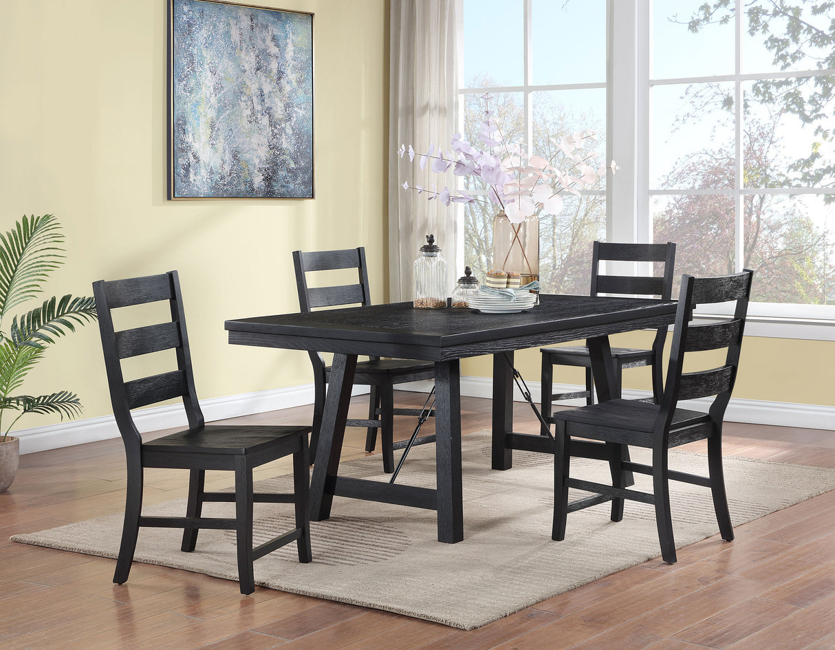Furniture City Houma - Coaster - Newport 5-piece Rectangular Trestle Dining Table Set Black - 108141-S5