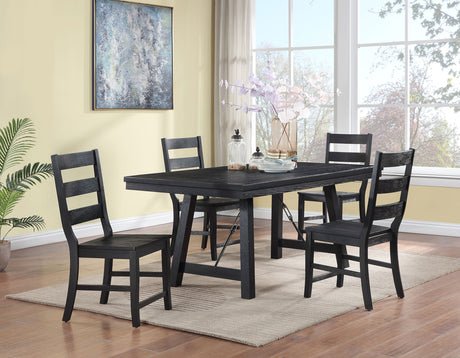 Furniture City Houma - Coaster - Newport 5-piece Rectangular Trestle Dining Table Set Black - 108141-S5