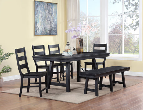 Furniture City Houma - Coaster - Newport 6-piece Rectangular Trestle Dining Table Set Black - 108141-S6