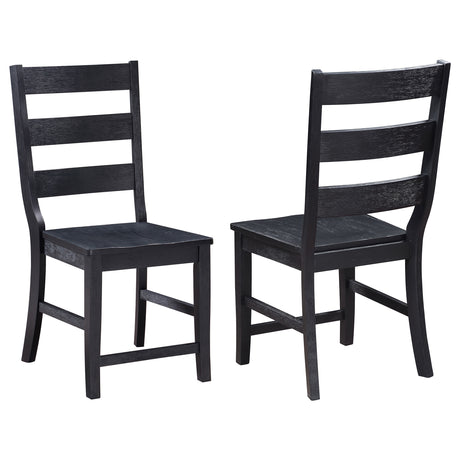 Furniture City Houma - Coaster - Newport Ladder Back Wood Dining Side Chair Black (Set of 2) - 108142