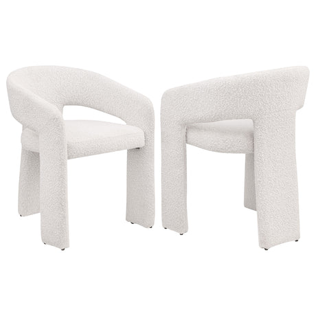 Furniture City Houma - Coaster - Eudora Boucle Upholstered Dining Side Chair Cream (Set of 2) - 108186