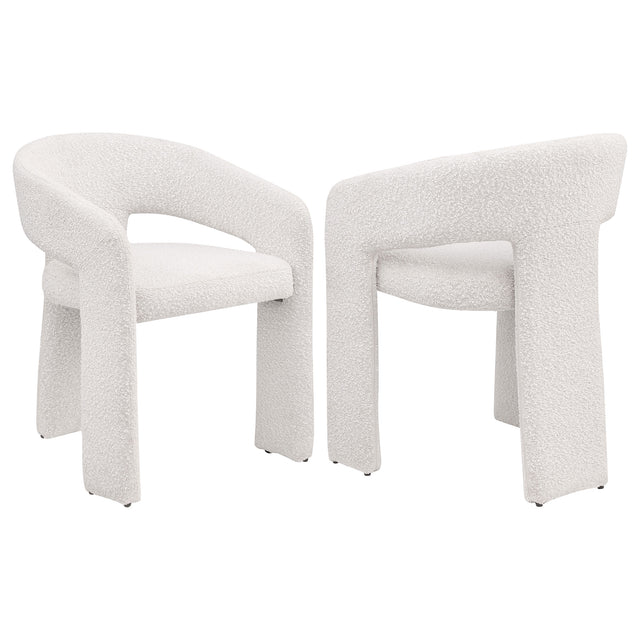 Furniture City Houma - Coaster - Eudora Boucle Upholstered Dining Side Chair Cream (Set of 2) - 108186