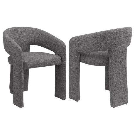 Furniture City Houma - Coaster - Eudora Boucle Upholstered Dining Arm Chair Grey (Set of 2) - 108187